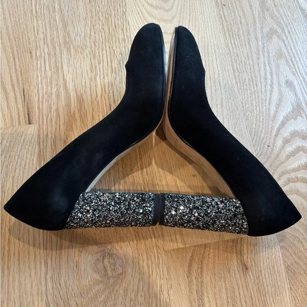 ✨ Kate Spade New York Anastasia Black Suede Glitter Block Heels size 7M - Picture 7 of 11